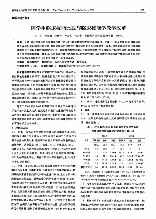 医学生临床技能比武与临床技能学教学改革