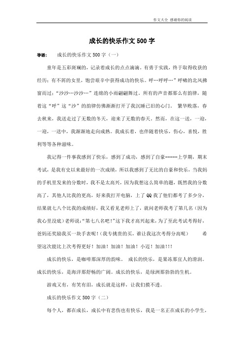 成长的快乐作文500字