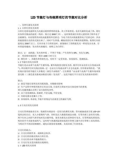 LED节能灯与传统照明灯的节能对比分析
