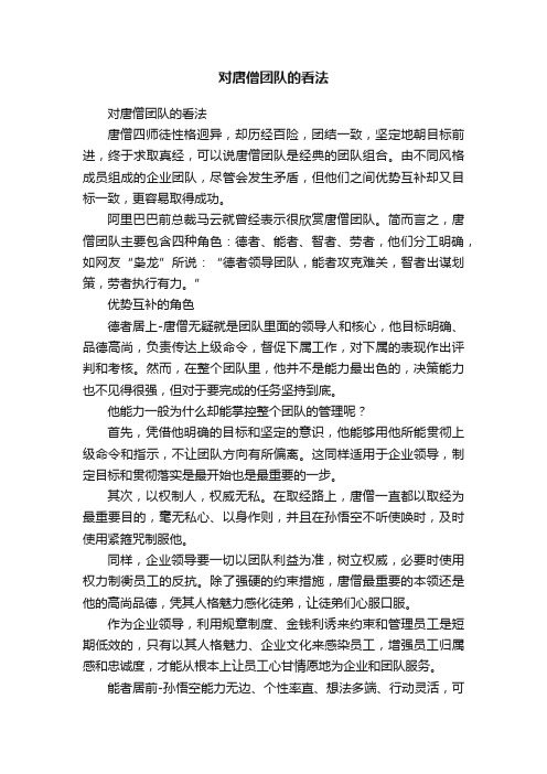 对唐僧团队的看法