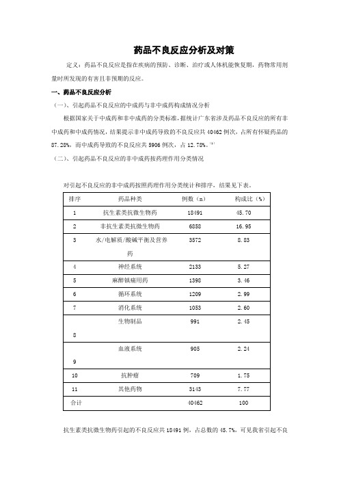 药品不良反应分析及对策