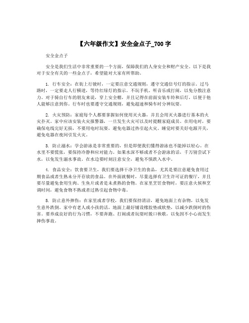 【六年级作文】安全金点子_700字