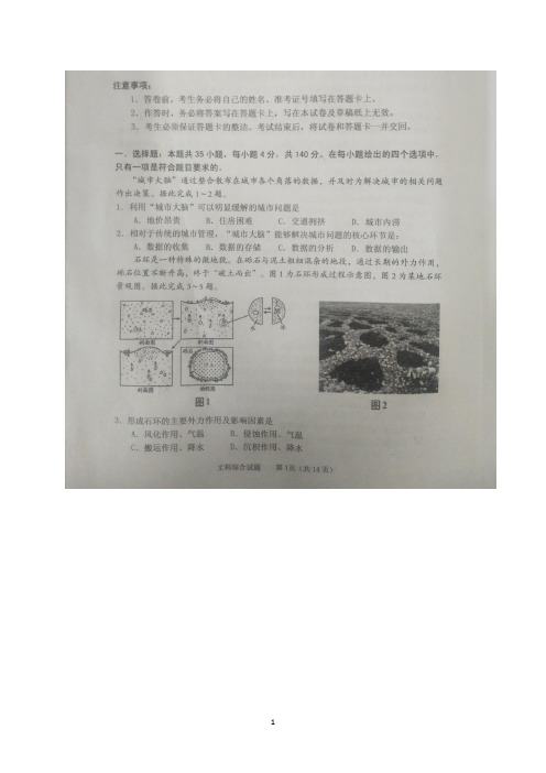 山西省长治市2020届高三5月质量检测文科综合试题 扫描版含答案 