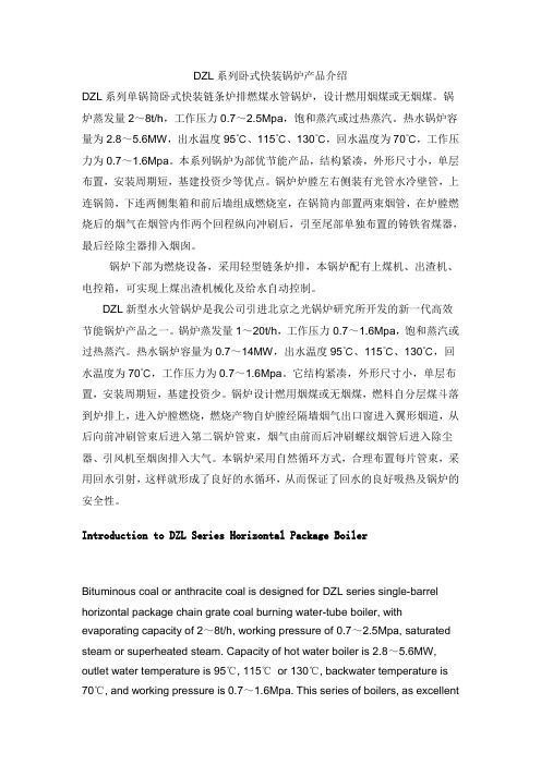 DZL系列卧式快装锅炉产品介绍