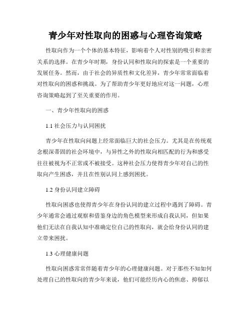 青少年对性取向的困惑与心理咨询策略