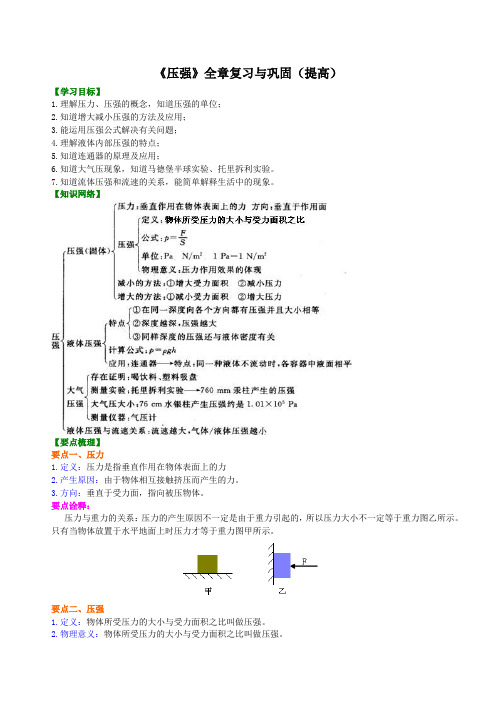 《压强》全章复习与巩固(提高)知识讲解——初中物理【名校学案+详细解答】