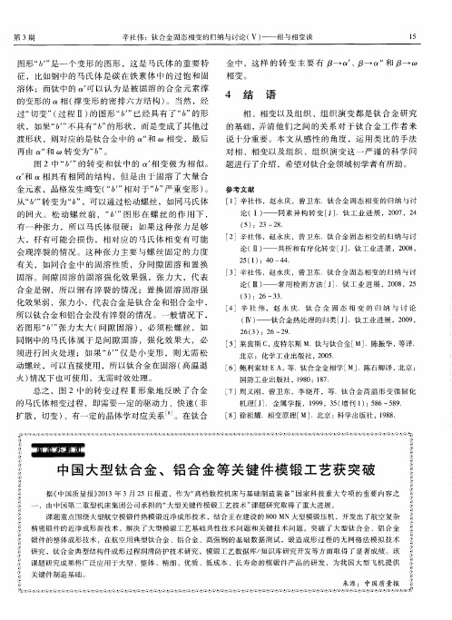 中国大型钛合金、铝合金等关键件模锻工艺获突破