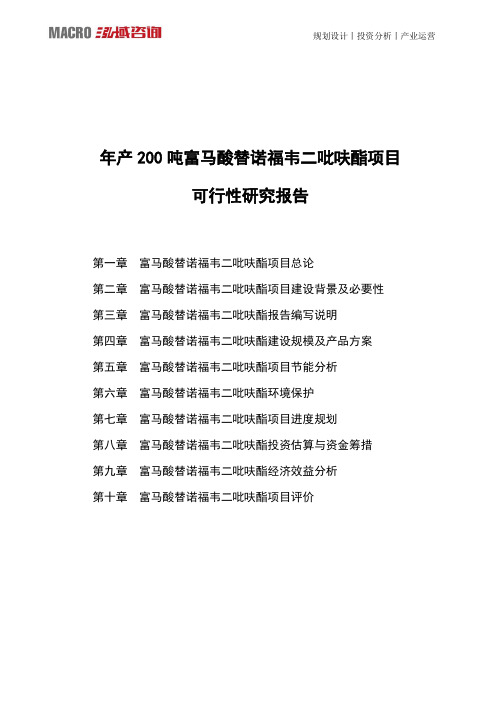 年产200吨富马酸替诺福韦二吡呋酯项目可行性研究报告