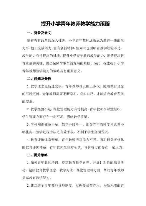 提升小学青年教师教学能力策略