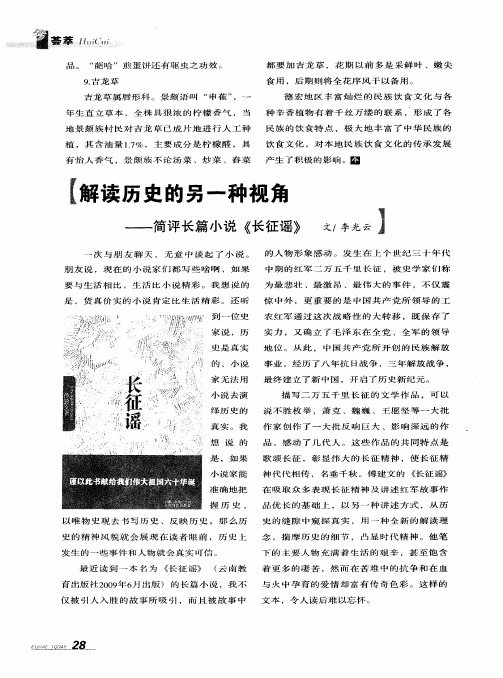 解读历史的另一种视角——简评长篇小说《长征谣》