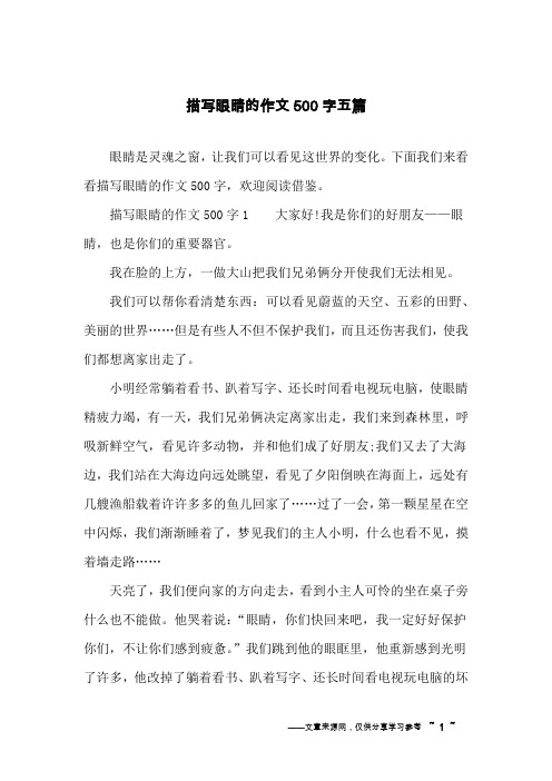 描写眼睛的作文500字五篇