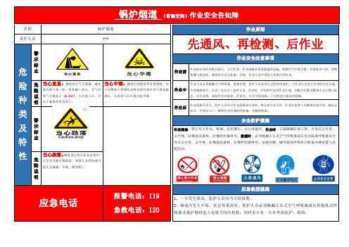 锅炉房有限空间作业告知牌
