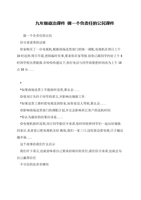 九年级政治课件 做一个负责任的公民课件