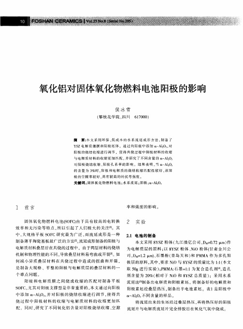 氧化铝对固体氧化物燃料电池阳极的影响
