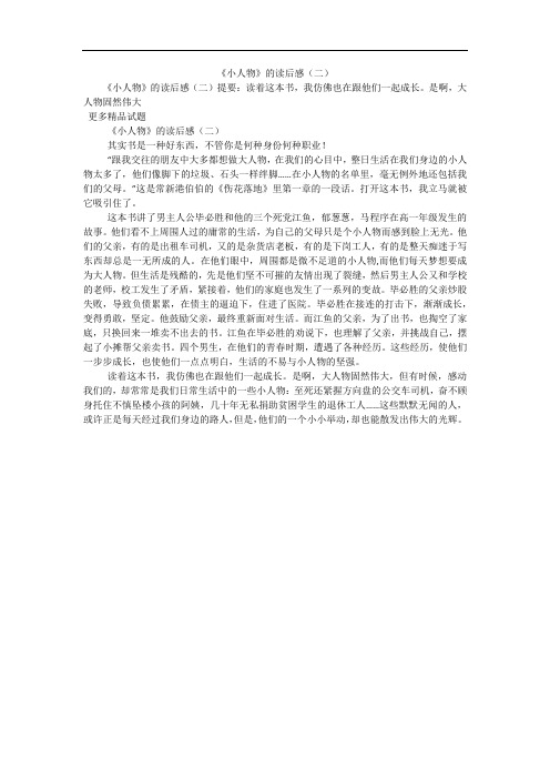 《小人物》的读后感(二)