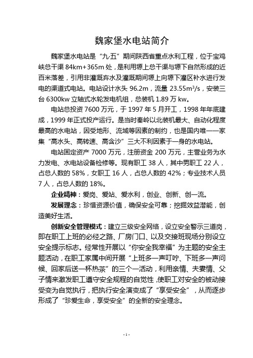 魏家堡水电站简介