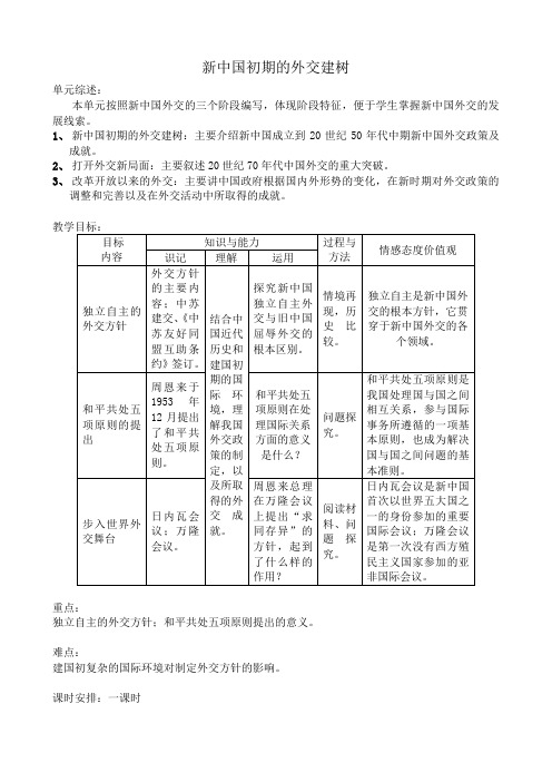 高中历史新中国初期的外交建树教案 新课标 人教版 必修1