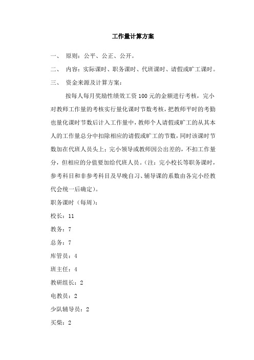 工作量计算方案