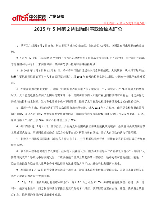 2015年5月第2周国际时事政治热点汇总