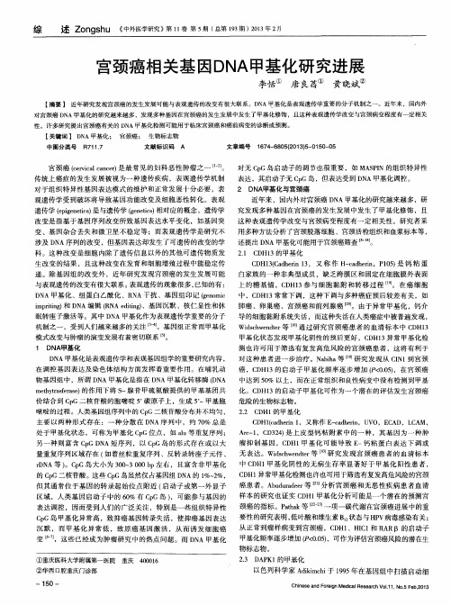 宫颈癌相关基因DNA甲基化研究进展