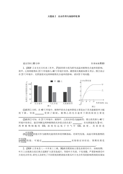 2020版《新高考 二轮专题突破+考前集训 生物》3大题热点分组练 大题练2