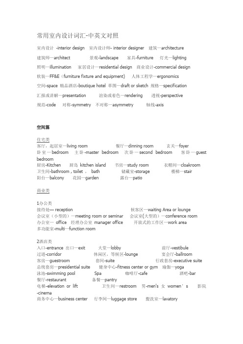 室内设计中英文对照
