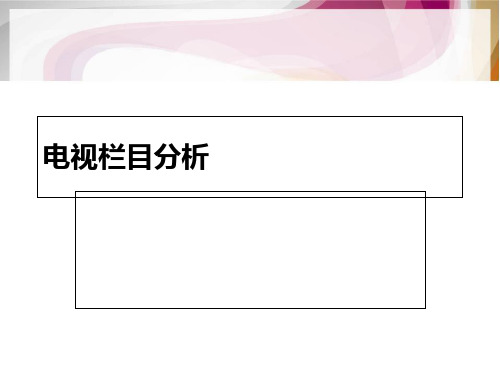 电视栏目分析知识讲解