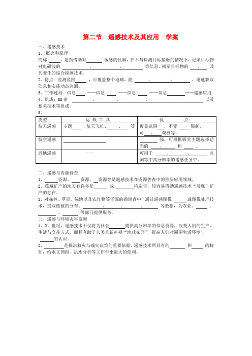 高中地理遥感技术及其应用导学案 湘教版必修3