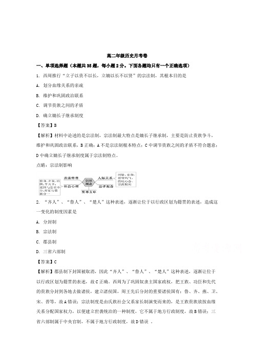 浙江省磐安县第二中学2017-2018学年高二4月月考历史试题 含解析 精品