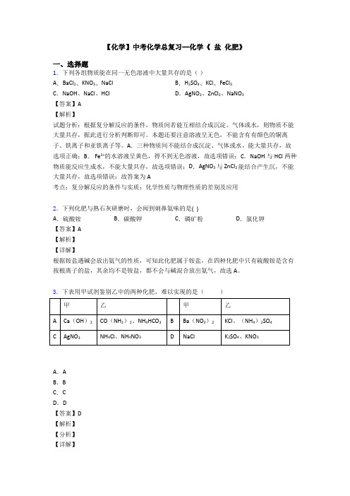 【化学】中考化学总复习--化学《 盐 化肥》