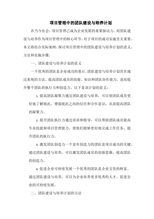 项目管理中的团队建设与培养计划