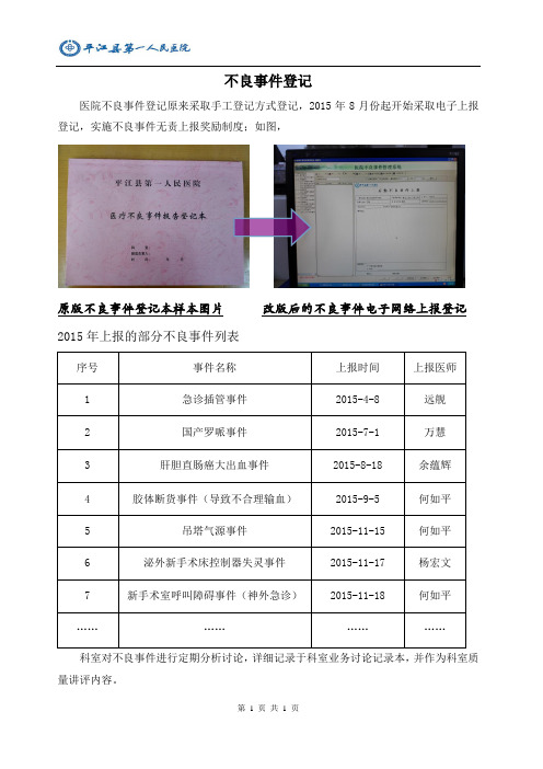 不良事件登记