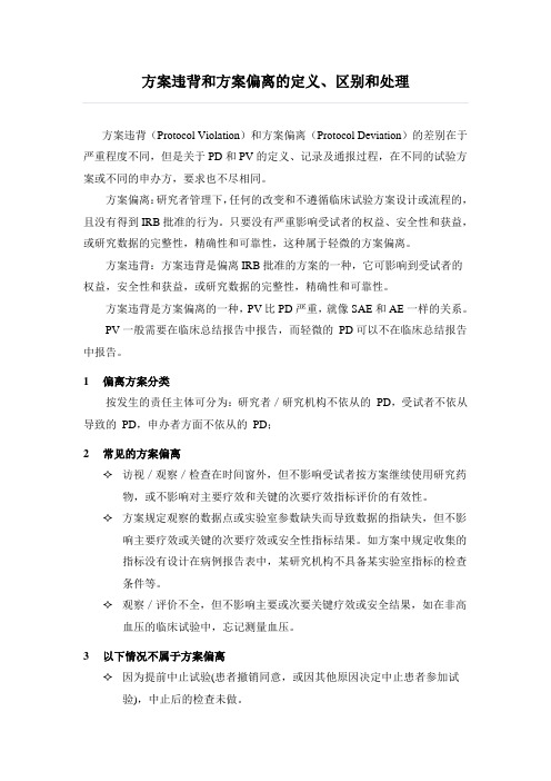 方案违背和方案偏离的定义、区别和处理资料