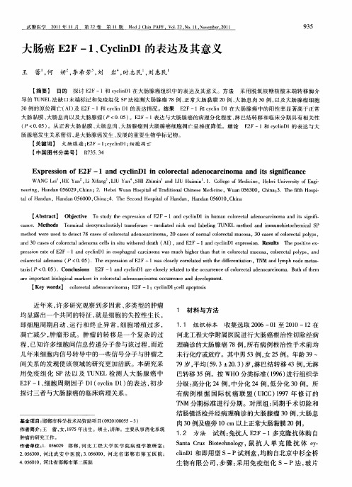 大肠癌E2F-1、CyclinD1的表达及其意义