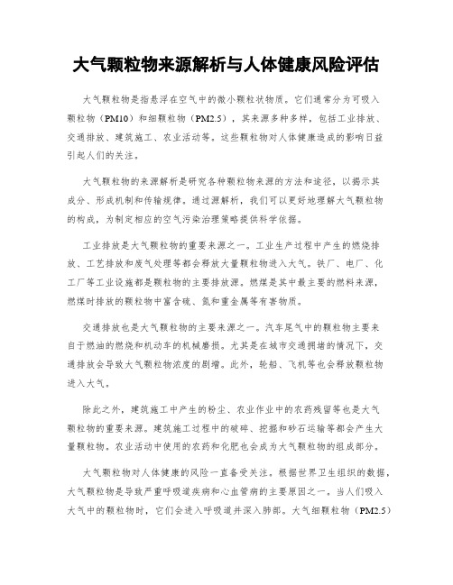 大气颗粒物来源解析与人体健康风险评估