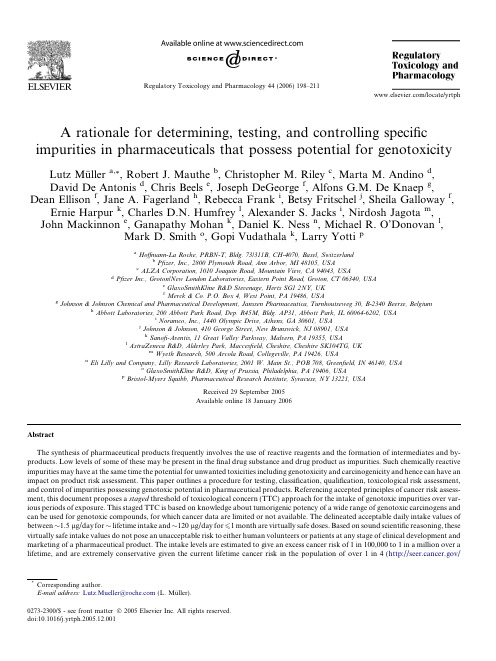 基因毒性杂质Regulatory Toxicology and Pharmacology 44 (2006) 198–211