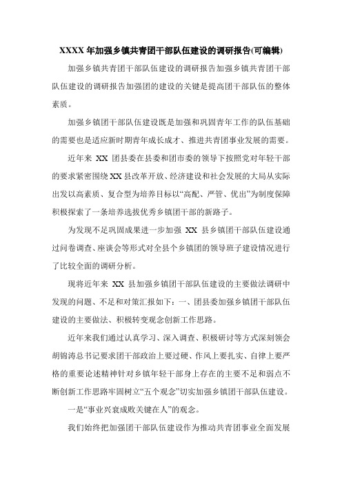 XXXX年加强乡镇共青团干部队伍建设的调研报告(可编辑).doc