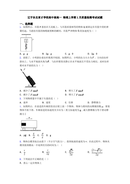 辽宁东北育才学校高中部高一 物理上学期1月质量检测考试试题