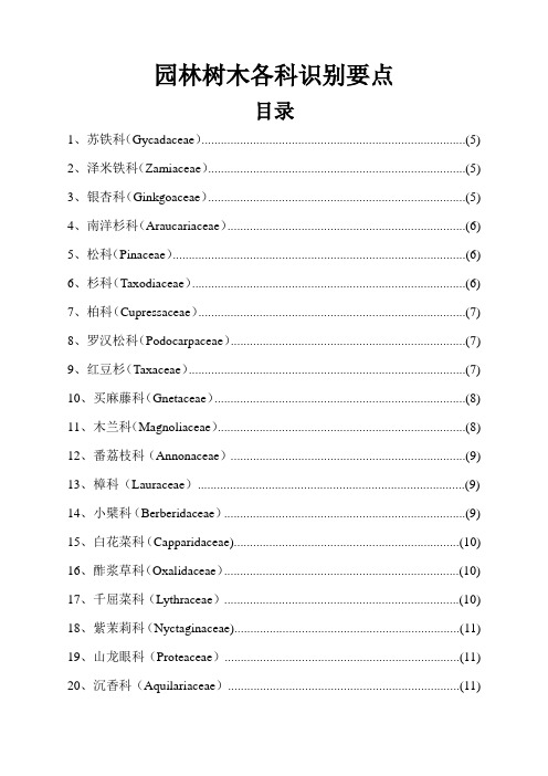园林植物常见科识别要点