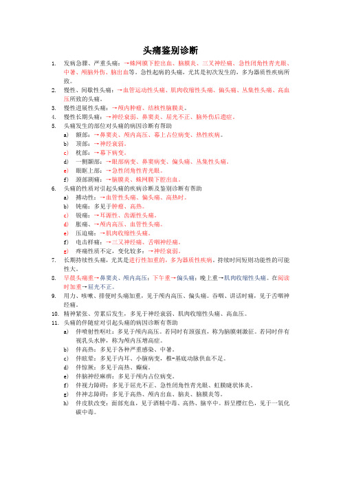头疼的鉴别