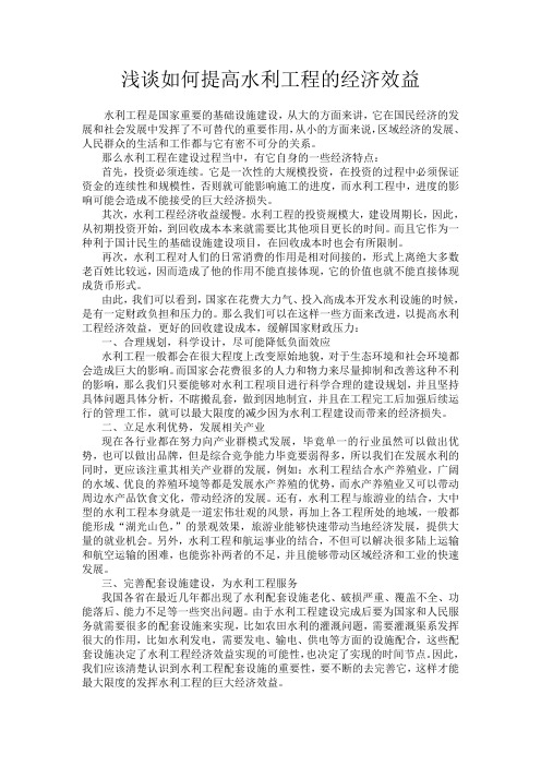 水利经济课程论文