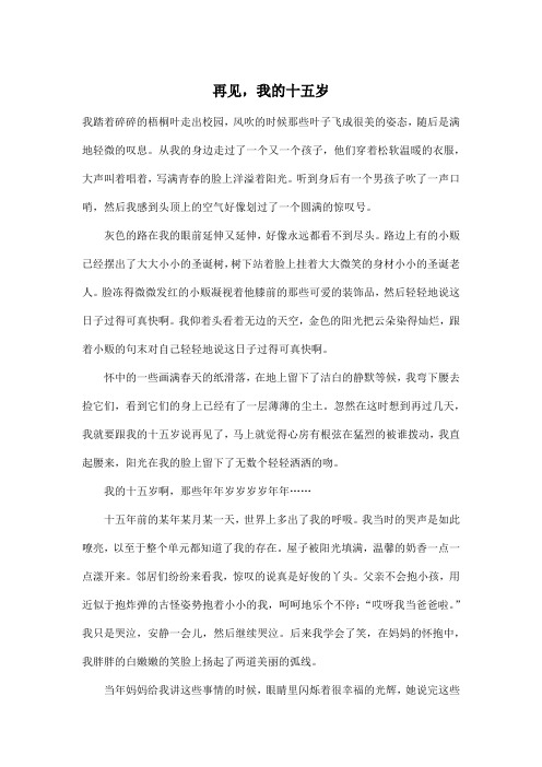 再见,我的十五岁_高中高一作文3000字