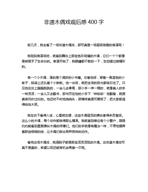 非遗木偶戏观后感400字
