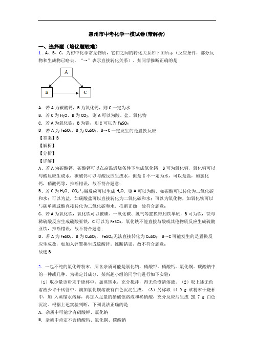 惠州市中考化学一模试卷(带解析)