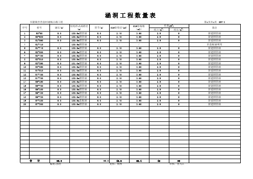 涵洞说明表