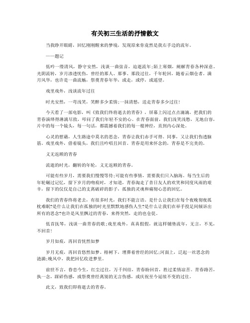 有关初三生活的抒情散文