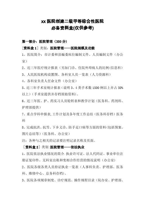 创二甲必备资料盒