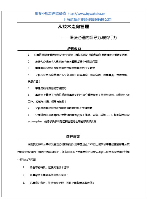 《从技术走向管理-研发经理的领导力与执行力》