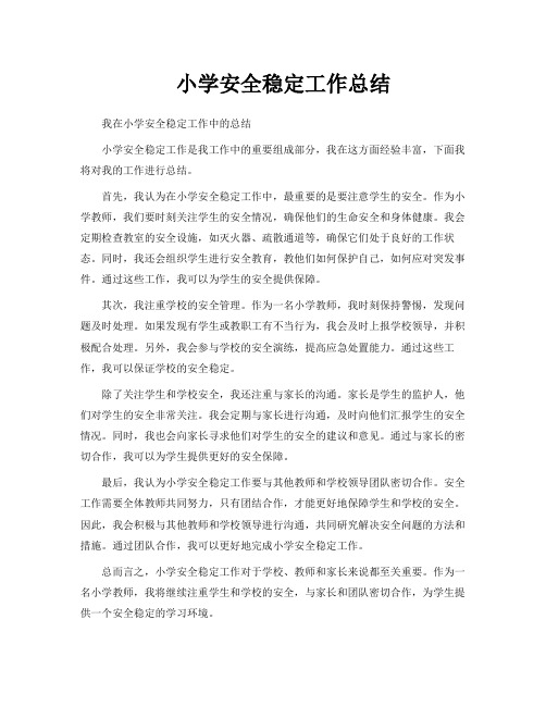 小学安全稳定工作总结