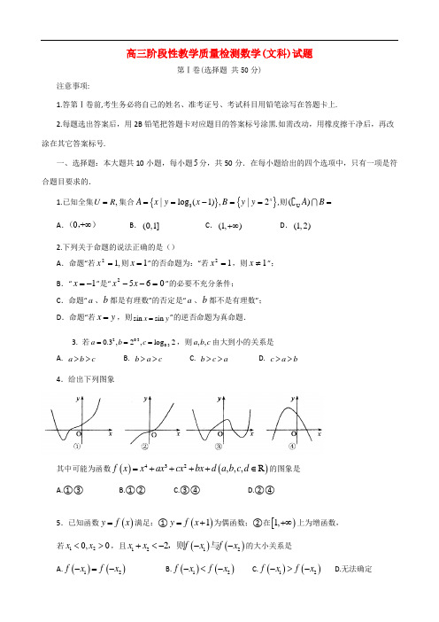 山东省临沂市2016届高三数学上学期10月阶段性教学质量检测试题 文